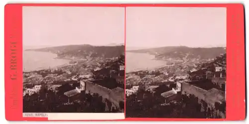 Stereo-Fotografie G. Brogi, Firenze, Ansicht Napoli, Blick über die Bucht