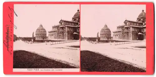 Stereo-Fotografie G. Brogi, Firenze, Ansicht Pisa, La Piazza Del Duomo