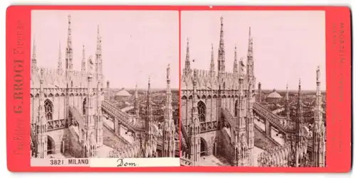 Stereo-Fotografie G. Brogi, Firenze, Ansicht Milano, Dom, Il Duomo