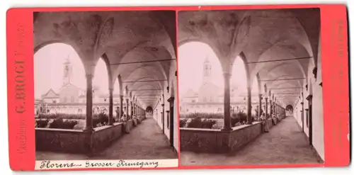 Stereo-Fotografie G. Brogi, Firenze, Ansicht Florenz, Grosser Kreuzgang