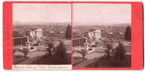 Stereo-Fotografie G. Brogi, Firenze, Ansicht Florenz, Garten der Kgl. Villa