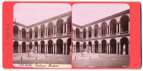 Stereo-Fotografie G. Brogi, Firenze, Ansicht Milano, Palais Brera