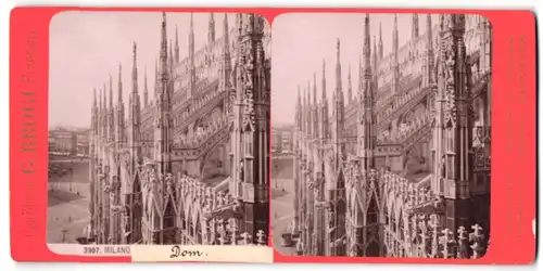 Stereo-Fotografie G. Brogi, Firenze, Ansicht Milano, Dach des Domes, Il Duomo