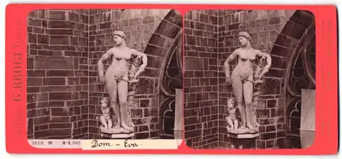 Stereo-Fotografie G. Brogi, Firenze, Ansicht Milano, Eva Statue am Dom