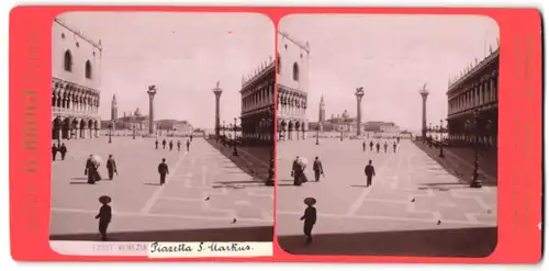 Stereo-Fotografie G. Brogi, Firenze, Ansicht Venezia, Piazza S. Markus