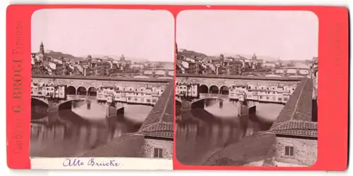 Stereo-Fotografie G. Brogi, Firenze, Ansicht Florenz, Ponte Vecchio