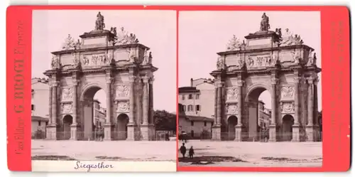 Stereo-Fotografie G. Brogi, Firenze, Ansicht Florenz, Arco di Trionfo dei Lorena