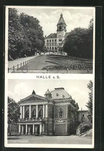AK Hall a.S., Blick auf die Hauptpost, Stadttheater