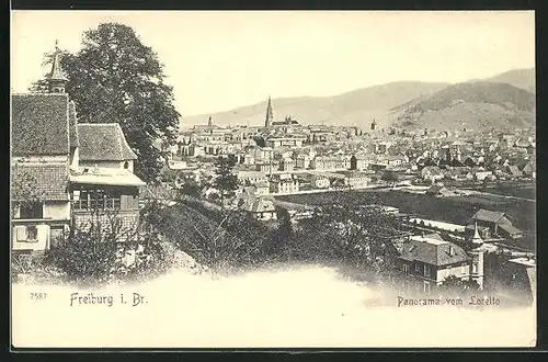 AK Freiburg i. Br., Panorama vom Loretto gesehen