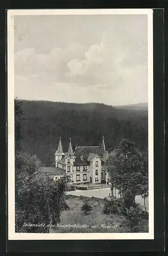 AK Schierke /Harz, Burghotel Schierke, Teilansicht des Hauptgebäudes von Nordost