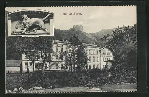 AK Thale, Hotel Waldkater, Relief am Hotel