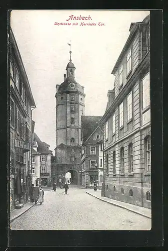 AK Ansbach, Uzstrasse mit Herrieder Tor