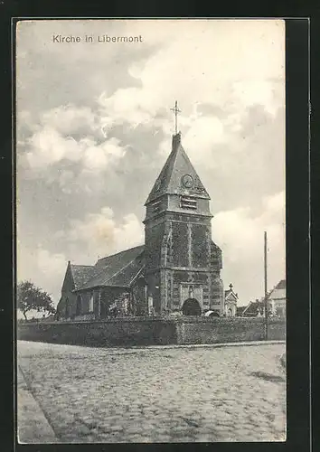 AK Libermont, Kirche in Libermont, Strassenpartie
