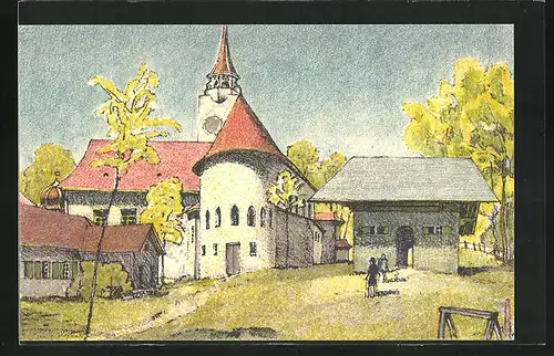 Künstler-AK Bern, Schweiz. Landesausstellung 1914, Dörfli