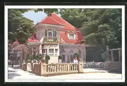 AK Stuttgart, Bauausstellung 1908, Gartenwirtschaft