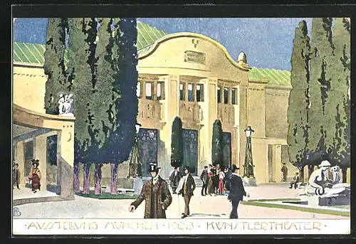 Künstler-AK München, Ausstellung München 1908, Künstlertheater
