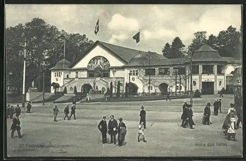 AK Bern, Landes-Ausstellung 1914, Besucher vor der Festhalle