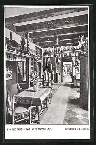 AK München, Ausstellung bemalter Wohnräume 1909, Holländisches Zimmer