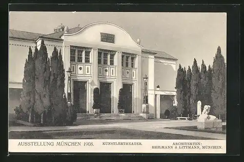 AK München, Ausstellung 1908, Künstlertheater, Vorderansicht