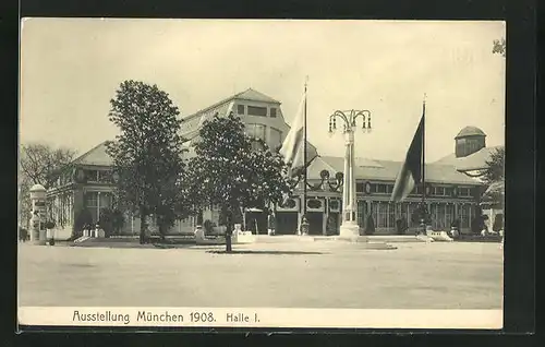 AK München, Ausstellung 1908, Halle I