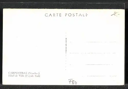 AK Carpentras, Hôtel de Ville, Facade Sud