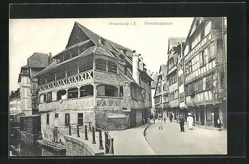 AK Strassburg i. E., Planzbadgasse mit Passanten