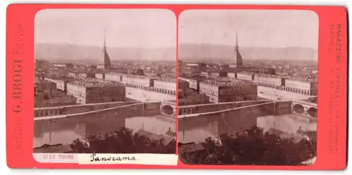 Stereo-Fotografie G. Brogi, Firenze, Ansicht Torino, Blick über die Stadt