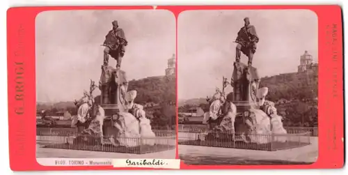 Stereo-Fotografie G. Brogi, Firenze, Ansicht Torino, Monumento Garibaldi