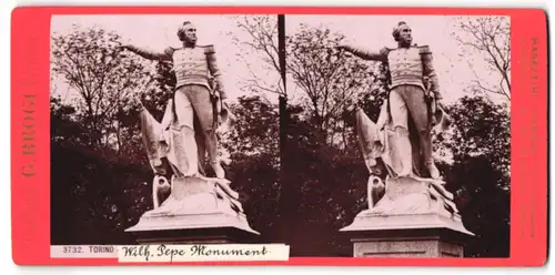 Stereo-Fotografie G. Brogi, Firenze, Ansicht Torino, Wilh. Pepe Monument