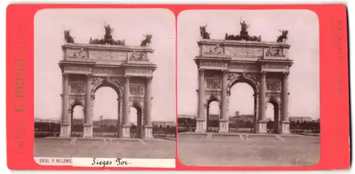 Stereo-Fotografie G. Brogi, Firenze, Ansicht Milano, Sieges Tor, Triumphbogen