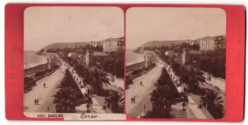 Stereo-Fotografie G. Brogi, Firenze, Ansicht Sanremo, Corso, Promenade