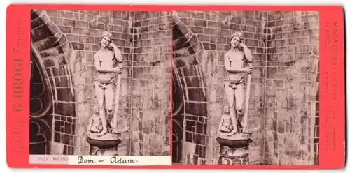 Stereo-Fotografie G. Brogi, Firenze, Ansicht Milano, Adam-Statue am Dom