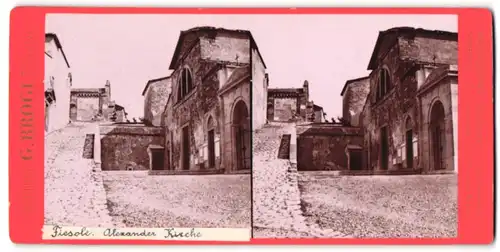 Stereo-Fotografie G. Brogi, Firenze, Ansicht Fiesole, Alexander Kirche