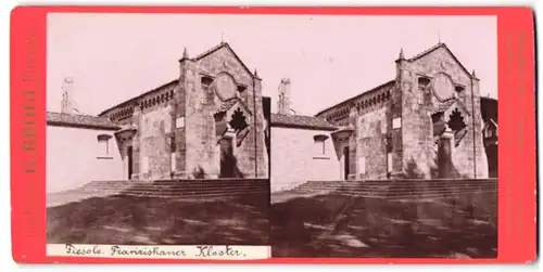 Stereo-Fotografie G. Brogi, Firenze, Ansicht Fiesole, Franziskaner Kloster