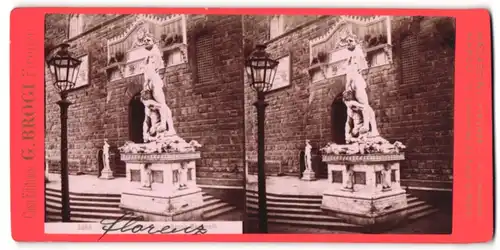 Stereo-Fotografie G. Brogi, Firenze, Ansicht Florenz, Herkules Statue