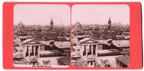 Stereo-Fotografie G. Brogi, Firenze, Ansicht Milano, Panorama der Stadt