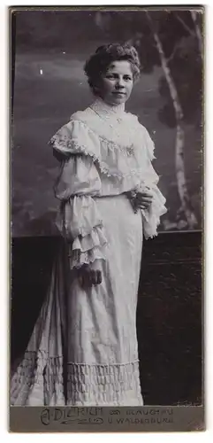 Fotografie A. Dietrich, Glauchau, Portrait junge Dame im hübschen Kleid mit Halskette