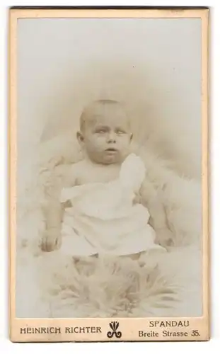 Fotografie Heinrich Richter, Berlin-Spandau, Portrait Säugling in Leibchen
