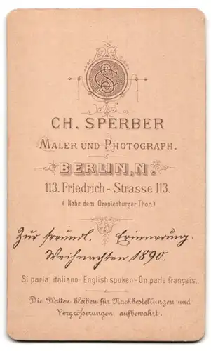 Fotografie Ch. Sperber, Berlin-N, Portrait stattlicher Herr mit Krawatte und Vollbart