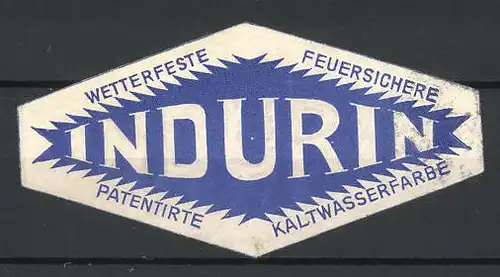 Reklamemarke Indurin wetterfeste & feuersichere Kaltwasserfarbe