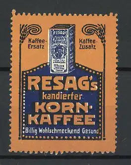 Reklamemarke Resag's kandierter Kornkaffee, Kaffeeschachtel