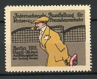 Reklamemarke Berlin, Intern. Ausstellung für Reise- und Fremdenverkehr 1911, Spaziergänger mit Buch
