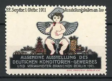 Reklamemarke Berlin, Allgemeine Ausstellung des Deutschen Konditorengewerbes 1911, nackter Engel