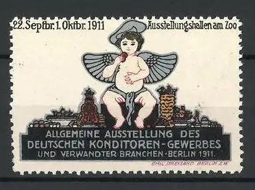 Reklamemarke Berlin, Allgemeine Ausstellung des Deutschen Konditorengewerbes 1911, nackter Engel