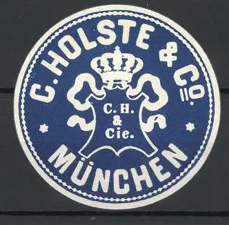 Präge-Reklamemarke München, Handschuh-Fabrikant C. Holste & Co., Wappen