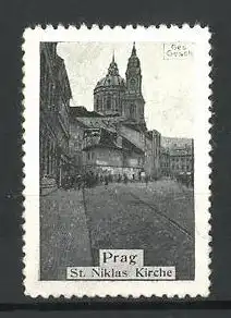 Reklamemarke Prag, Strasse an der St. Niklas Kirche