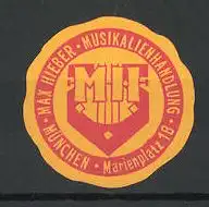 Reklamemarke München, Musikalienhandlung Max Hieber, Marienplatz 18