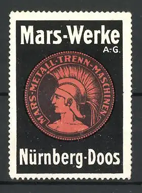 Reklamemarke Nürnberg-Doos, Motorrad-Fabrik Mars-Werke AG, Firmenlogo
