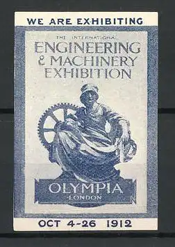 Reklamemarke London, Engeneering & Machinery Exhibition 1912, Statue Olympia