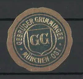 Präge-Reklamemarke Gebrüder Grmminger, München